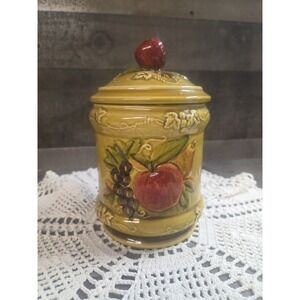 Vintage Lefton Cookie Jar Canister #4131 Small Chip On Top Apple (See Pic)